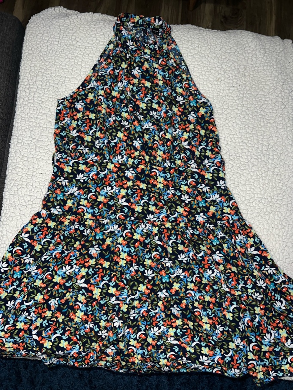 SHEIN Black Floral Halter Mini Dress